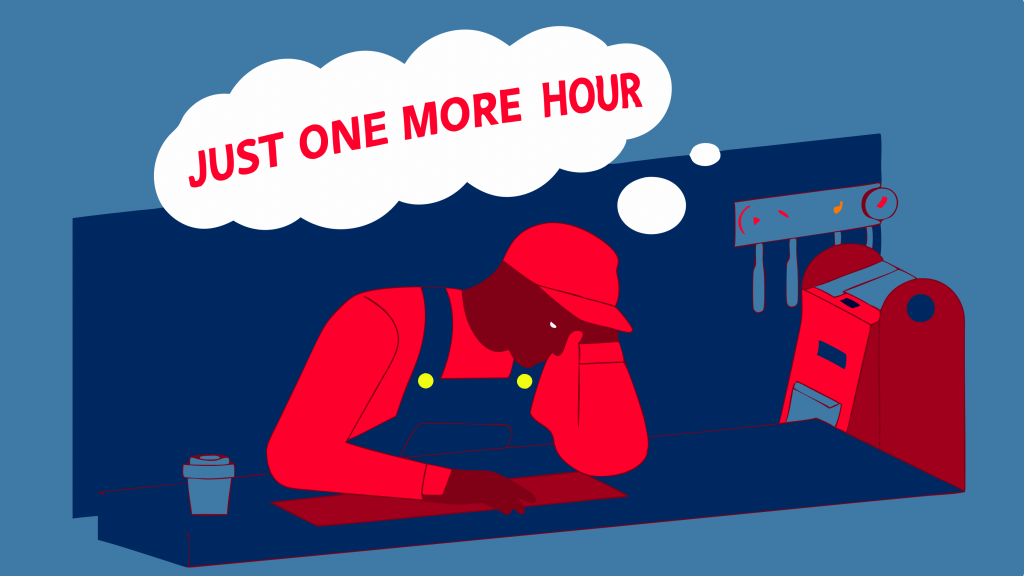 image of shift worker tired with bubble  